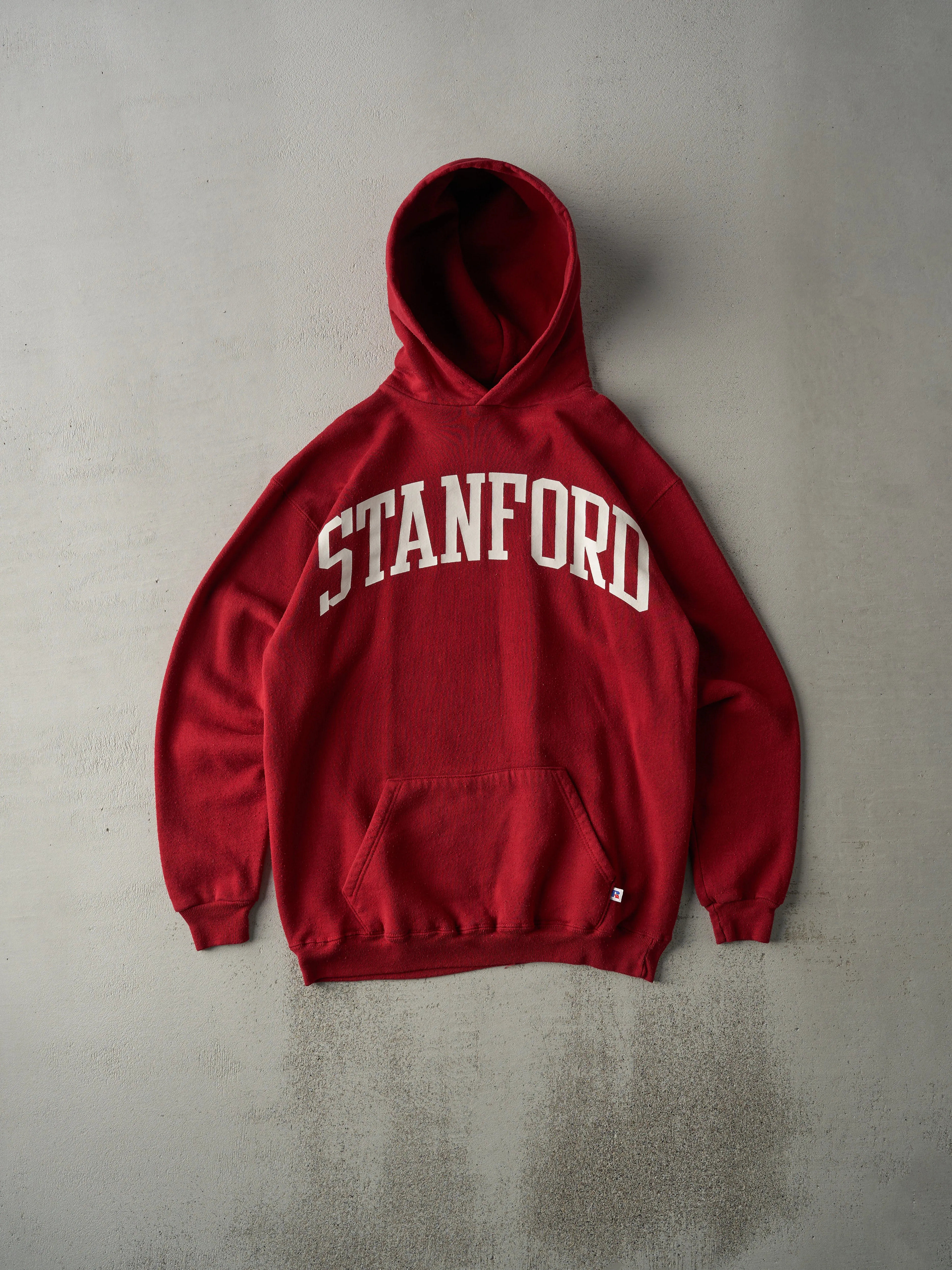 Vintage 90s Red Russell Athletics Stanford University Hoodie (M) sold by Rebalance Vintage