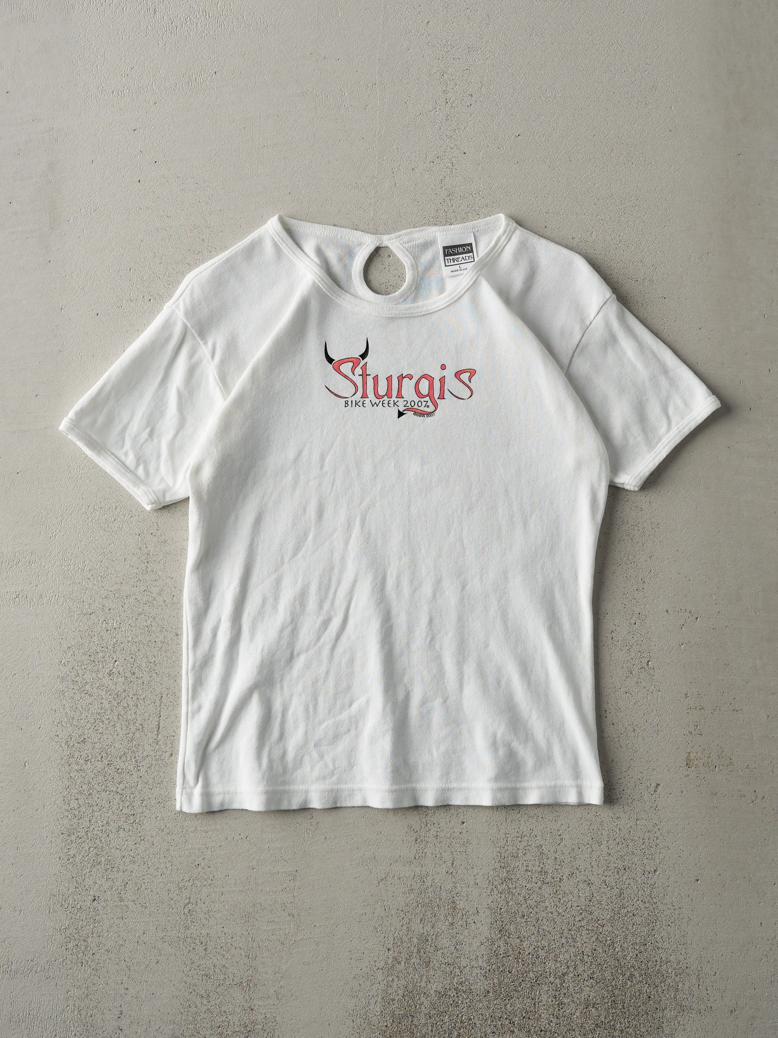 Vintage 07' White Sturgis Bike Week Tee (L) sold by Rebalance Vintage
