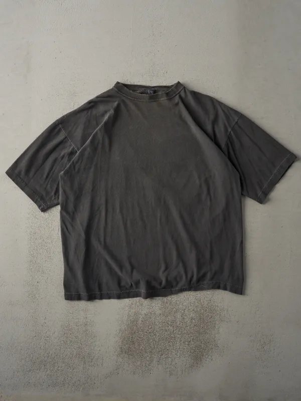 Vintage 90s Faded Charcoal Grey Blank Boxy Tee (L) sold by Rebalance Vintage