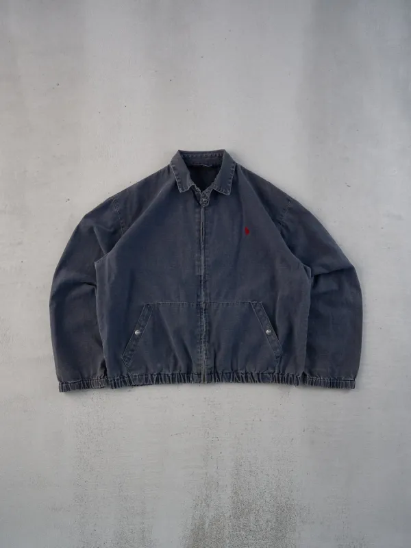 Vintage 80s Washed Grey Polo By Ralph Lauren Collared Jacket (M) sold by Rebalance Vintage