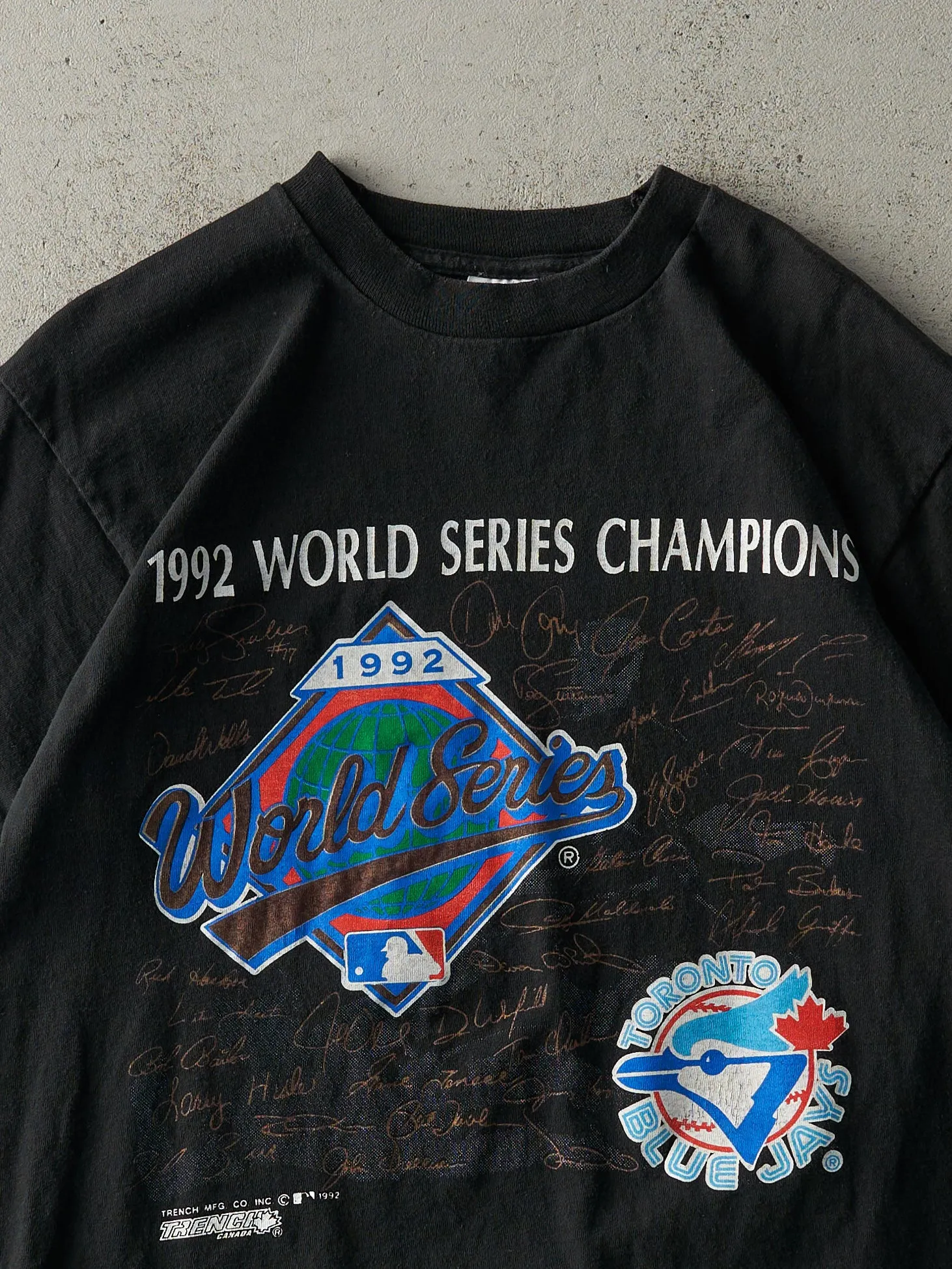 Vintage 92' Black Toronto Blue Jays World Series Champions Single Stitch Tee (M/L) sold by Rebalance Vintage product image thumbnail 2