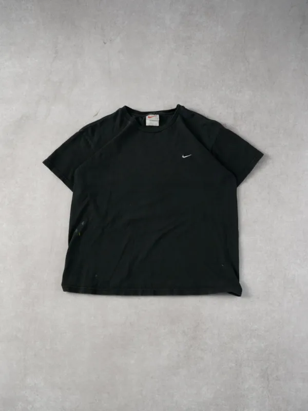 Vintage 90s Sunfaded Black Nike Embroidery Blank Tee (S/M) sold by Rebalance Vintage