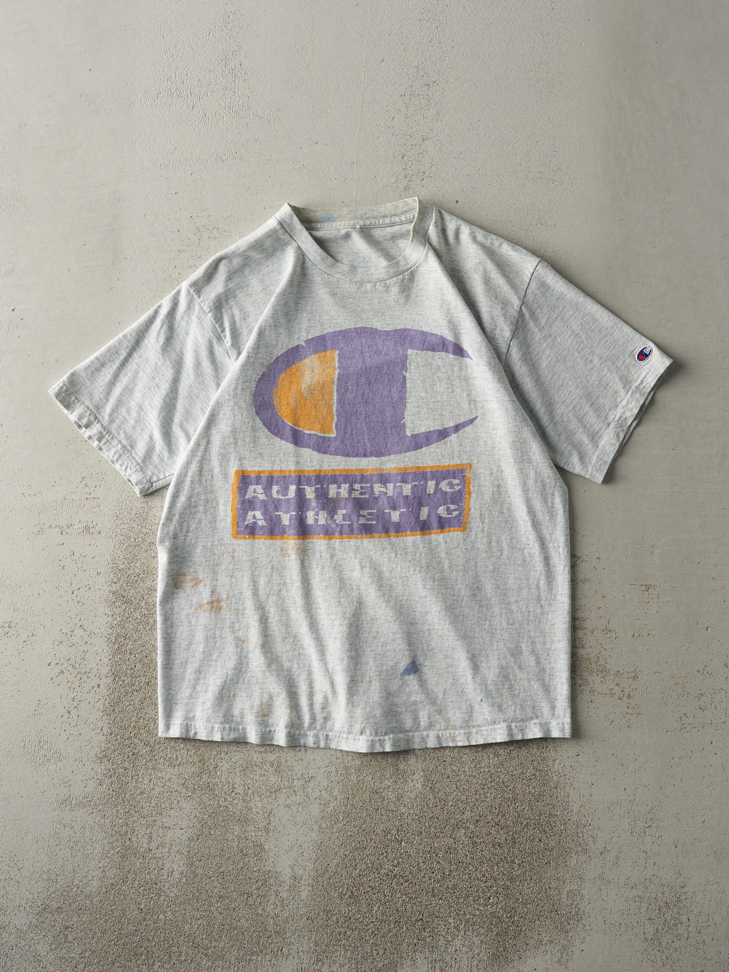 Vintage 90s Heather Grey Champion Tee (M/L) sold by Rebalance Vintage