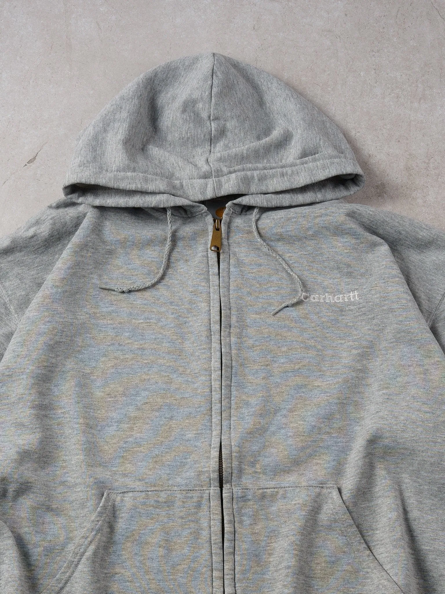 Vintage 90s Grey Carhartt Blank Hooded Zip Up (XXL) sold by Rebalance Vintage product image thumbnail 2
