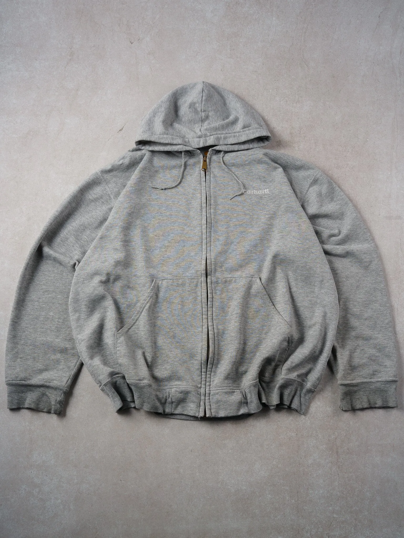 Vintage 90s Grey Carhartt Blank Hooded Zip Up (XXL) sold by Rebalance Vintage