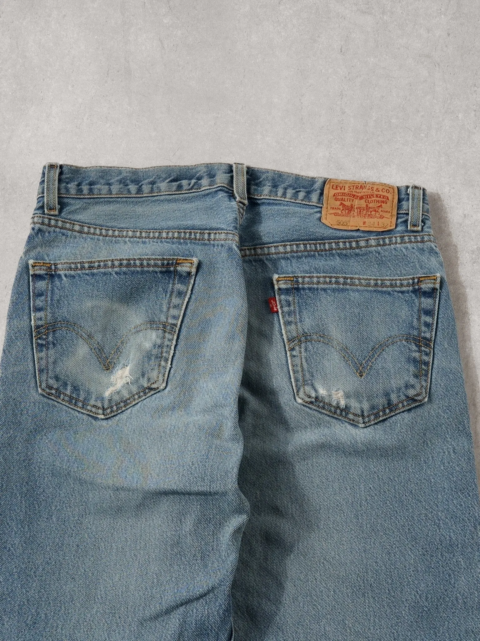 Vintage 90s Blue Levi's 505 Regluar Fit Denim Jeans (34x31) sold by Rebalance Vintage product image thumbnail 4