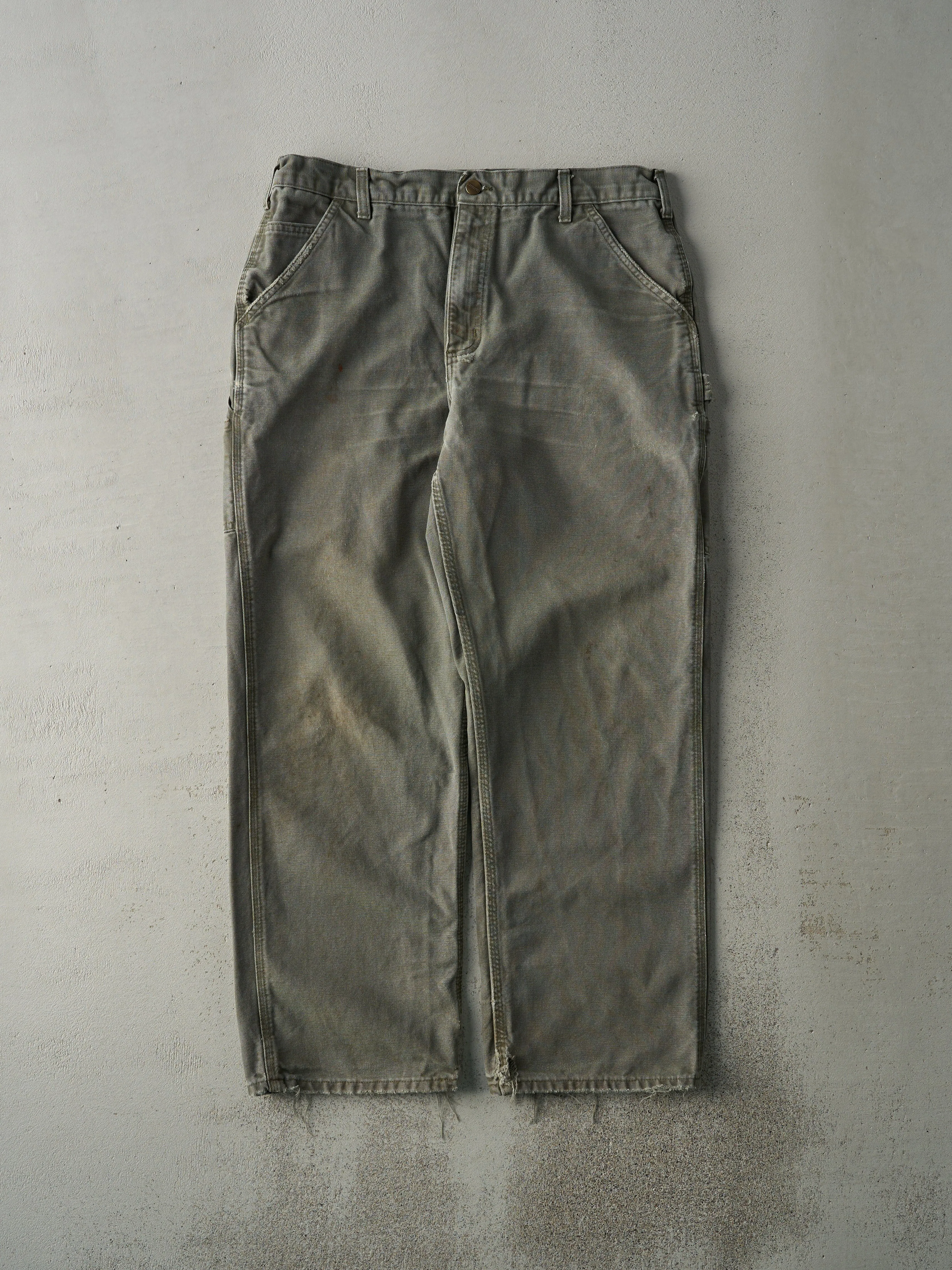 Vintage Y2K Faded Green Carhartt Dungaree Fit Carpenter Pants (35.5x30) sold by Rebalance Vintage