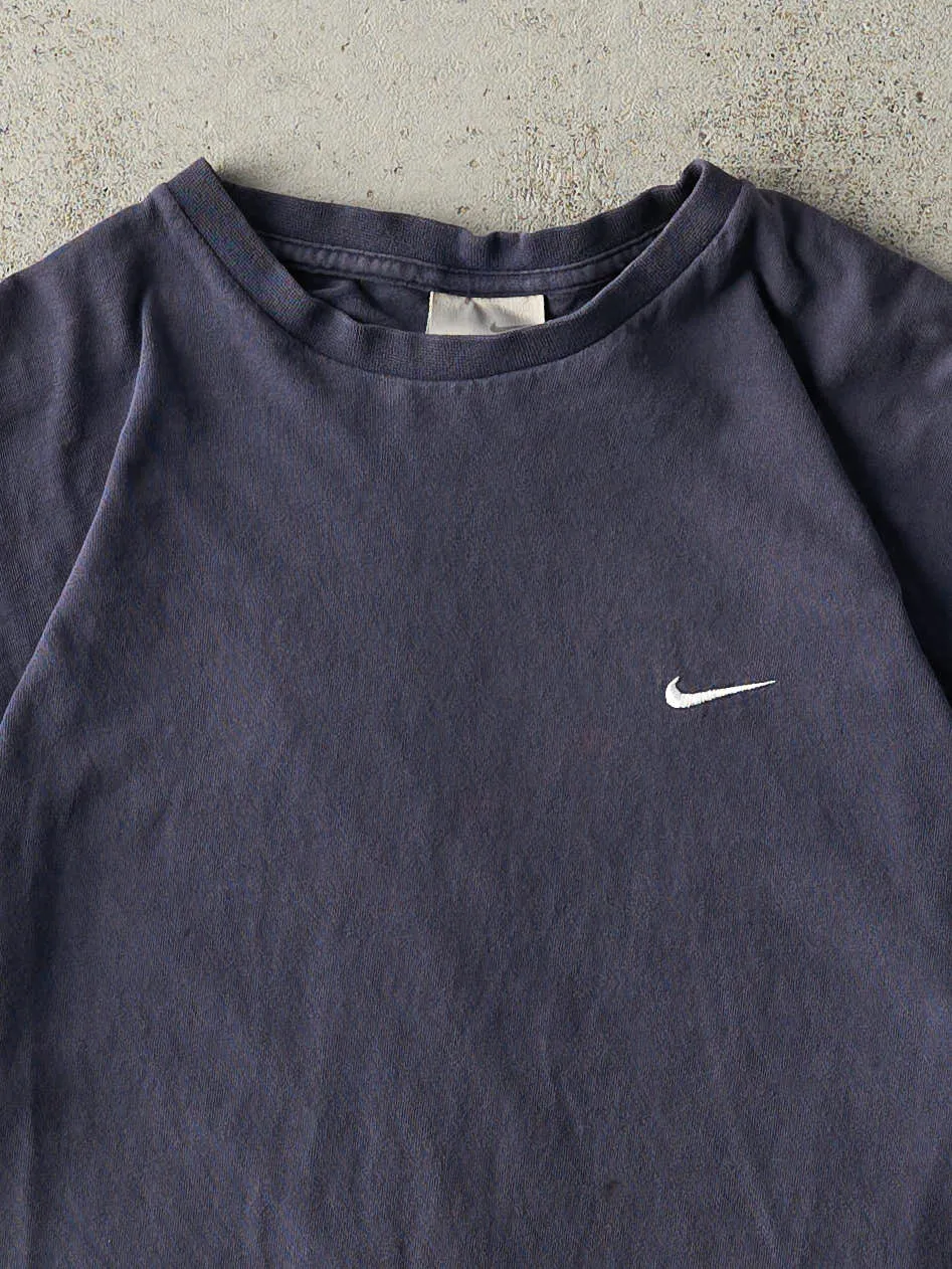 Vintage Y2K Navy Blue Nike Swoosh Embroidered Tee (M) sold by Rebalance Vintage product image thumbnail 2