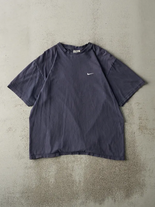 Vintage Y2K Navy Blue Nike Swoosh Embroidered Tee (M) sold by Rebalance Vintage