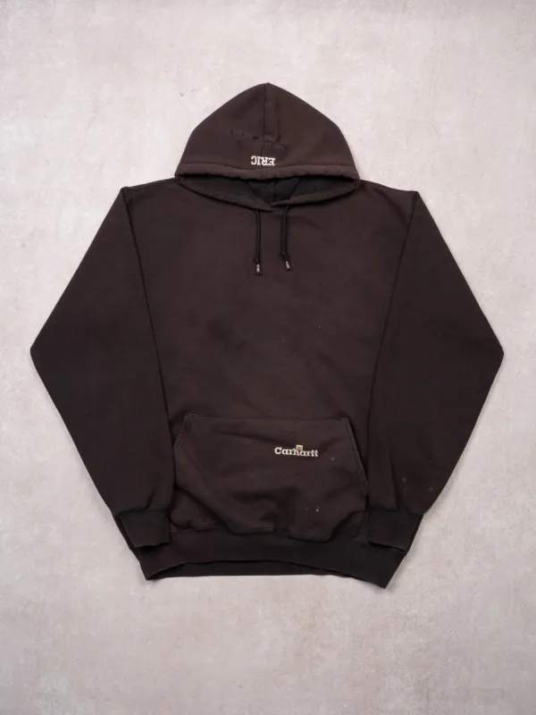 Vintage Rugged Faded Black Carhartt Building Construction Hoodie (L) sold by Rebalance Vintage