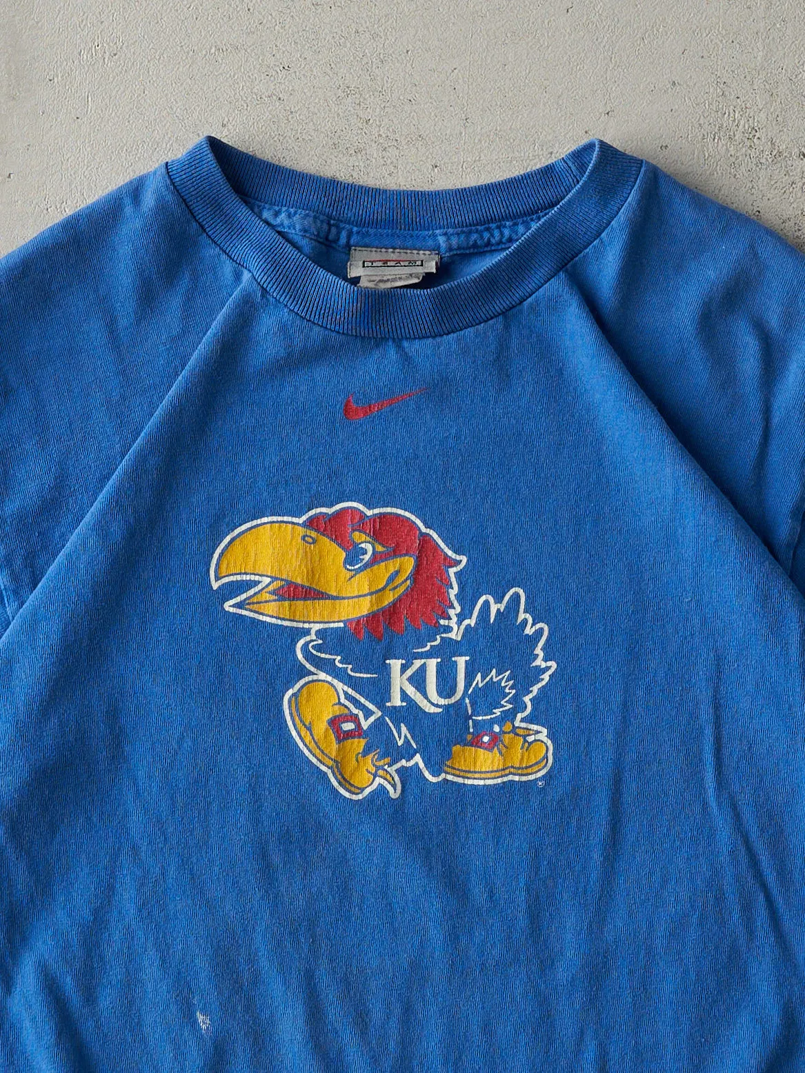 Vintage Y2K Blue Nike Middle Swoosh Kansas Jayhawks Tee (XS) sold by Rebalance Vintage product image thumbnail 2