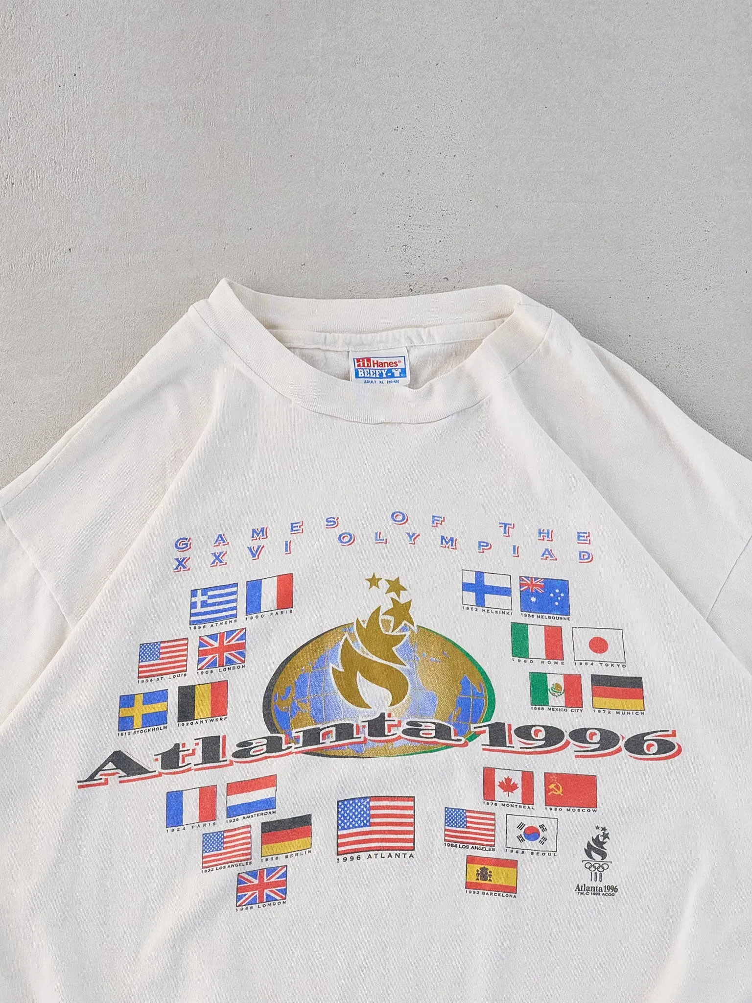 Vintage 96' White Single Stitched Atlanta International Olympics Tee (L) sold by Rebalance Vintage product image thumbnail 2