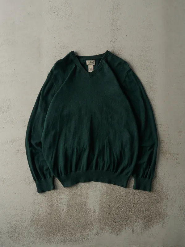 Vintage 90s Forest Green LL Bean V-Neck Knit Pullover (M) sold by Rebalance Vintage