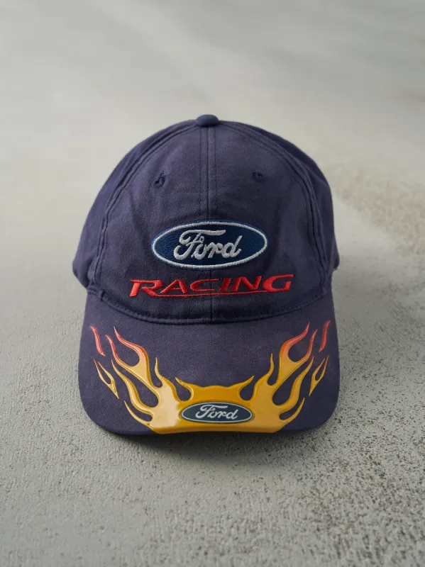 Vintage Y2K Navy Blue Ford Racing Nascar Embroidered Velcro Back Hat sold by Rebalance Vintage