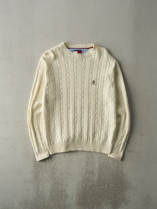 Vintage 90s Beige Tommy Hilfiger Cable Knit Sweater (M) sold by Rebalance Vintage
