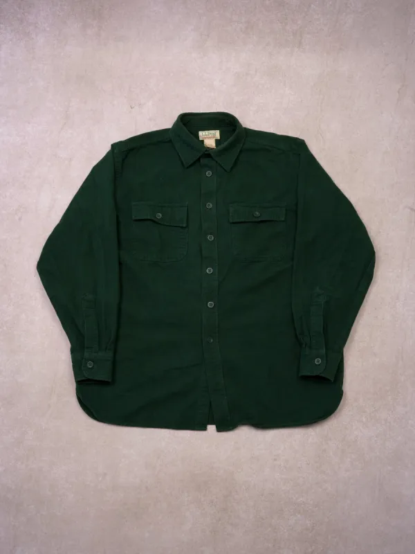 Vintage 90s Oak green LL Bean Reuglar Collared Button Up (L) sold by Rebalance Vintage