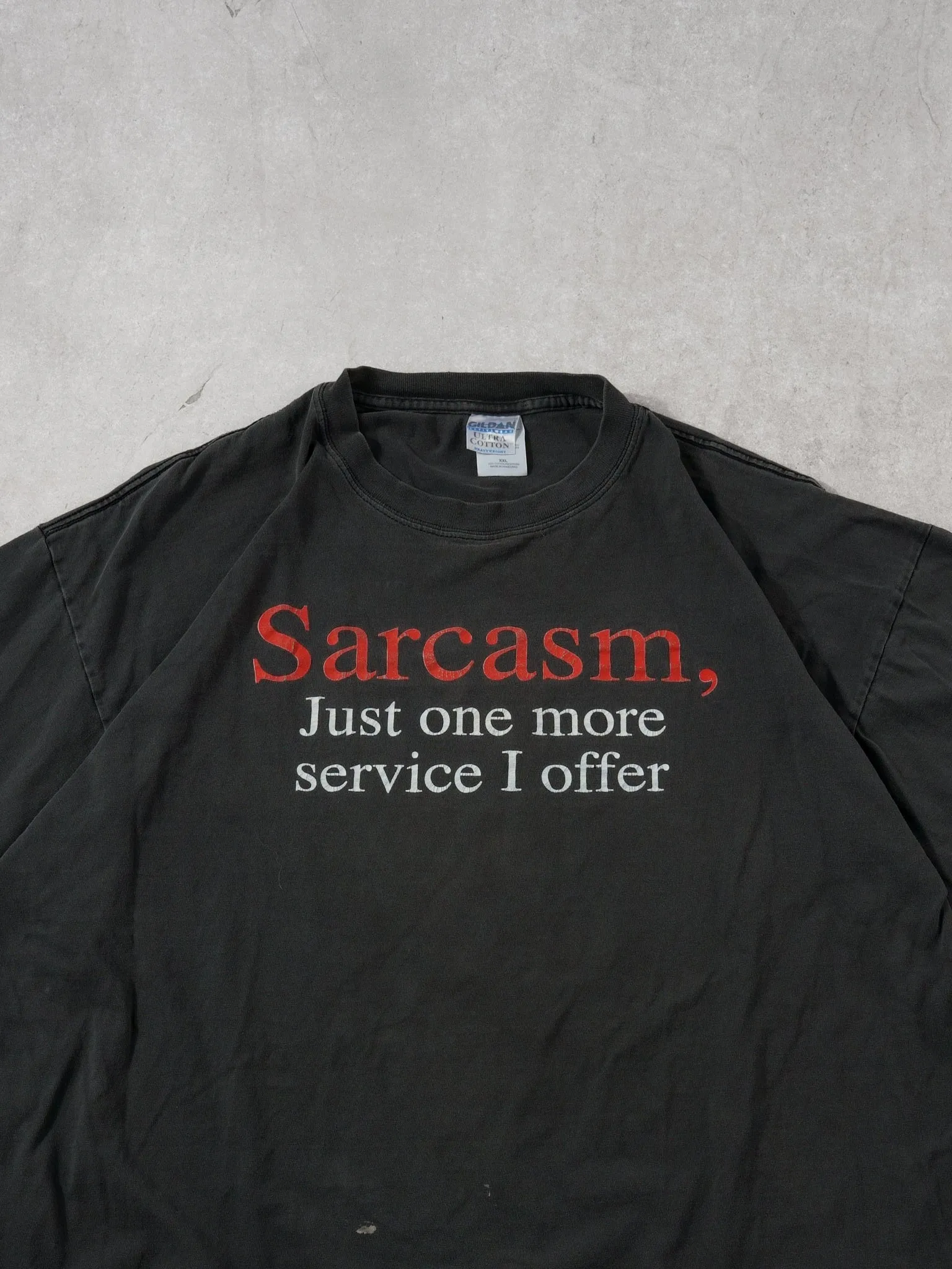 Vintage 90s Washed Black "Sarcasm, Just one more service I offer" Tee (XL) sold by Rebalance Vintage product image thumbnail 2