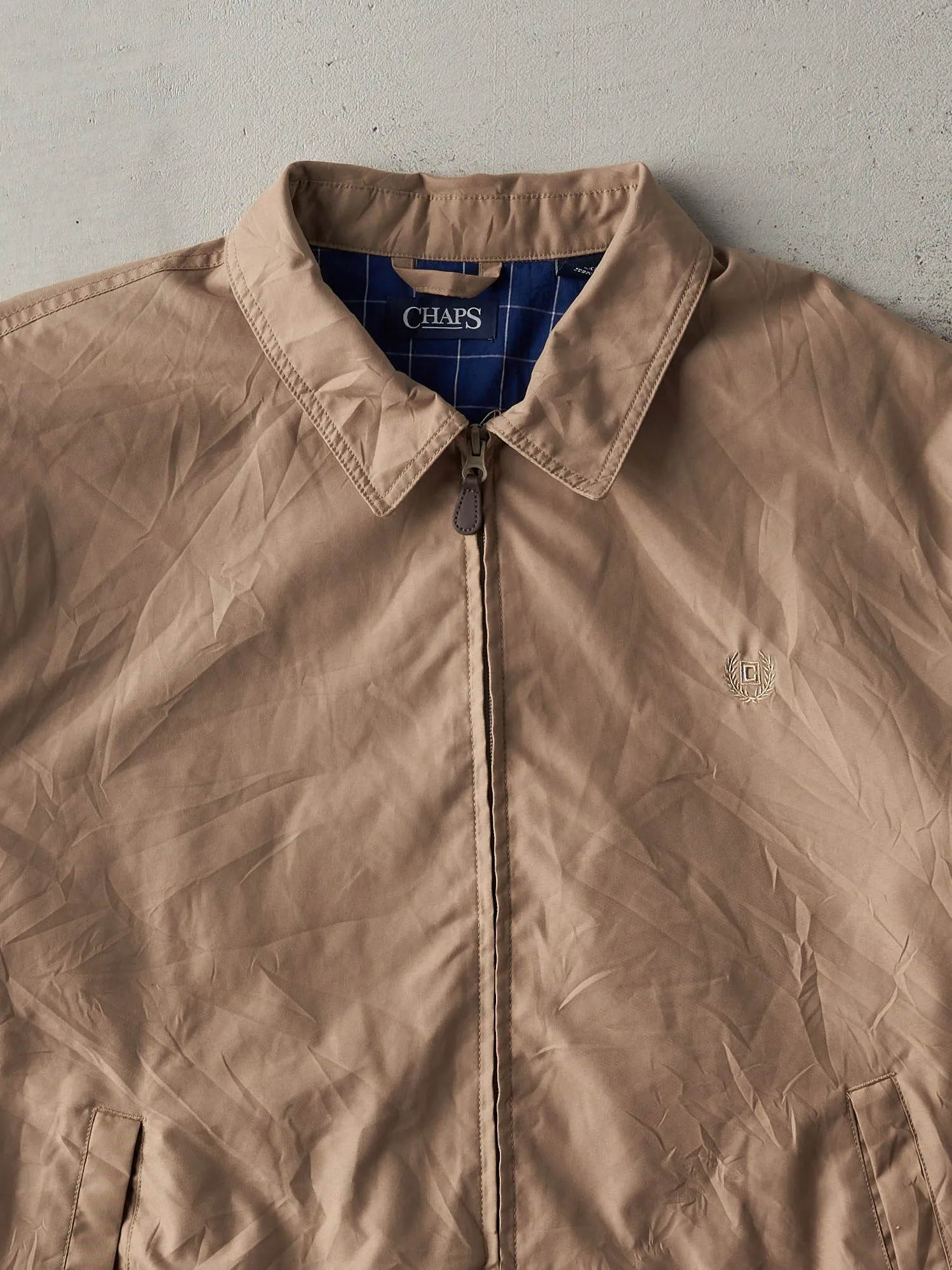 Vintage Y2K Beige Chaps Wind Breaker Flannel Lined Harrington Jacket (L) sold by Rebalance Vintage product image thumbnail 2