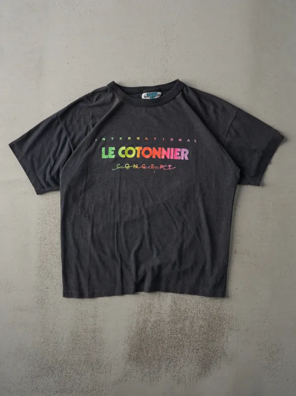 Vintage 90s Charcoal Grey International Le Cotonnier Concept Tee (L) sold by Rebalance Vintage