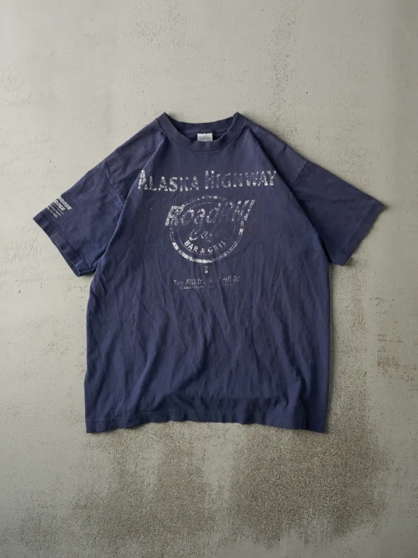 Vintage 90s Navy Blue Alaska Highway Roadkill Cafe Tee (M) sold by Rebalance Vintage