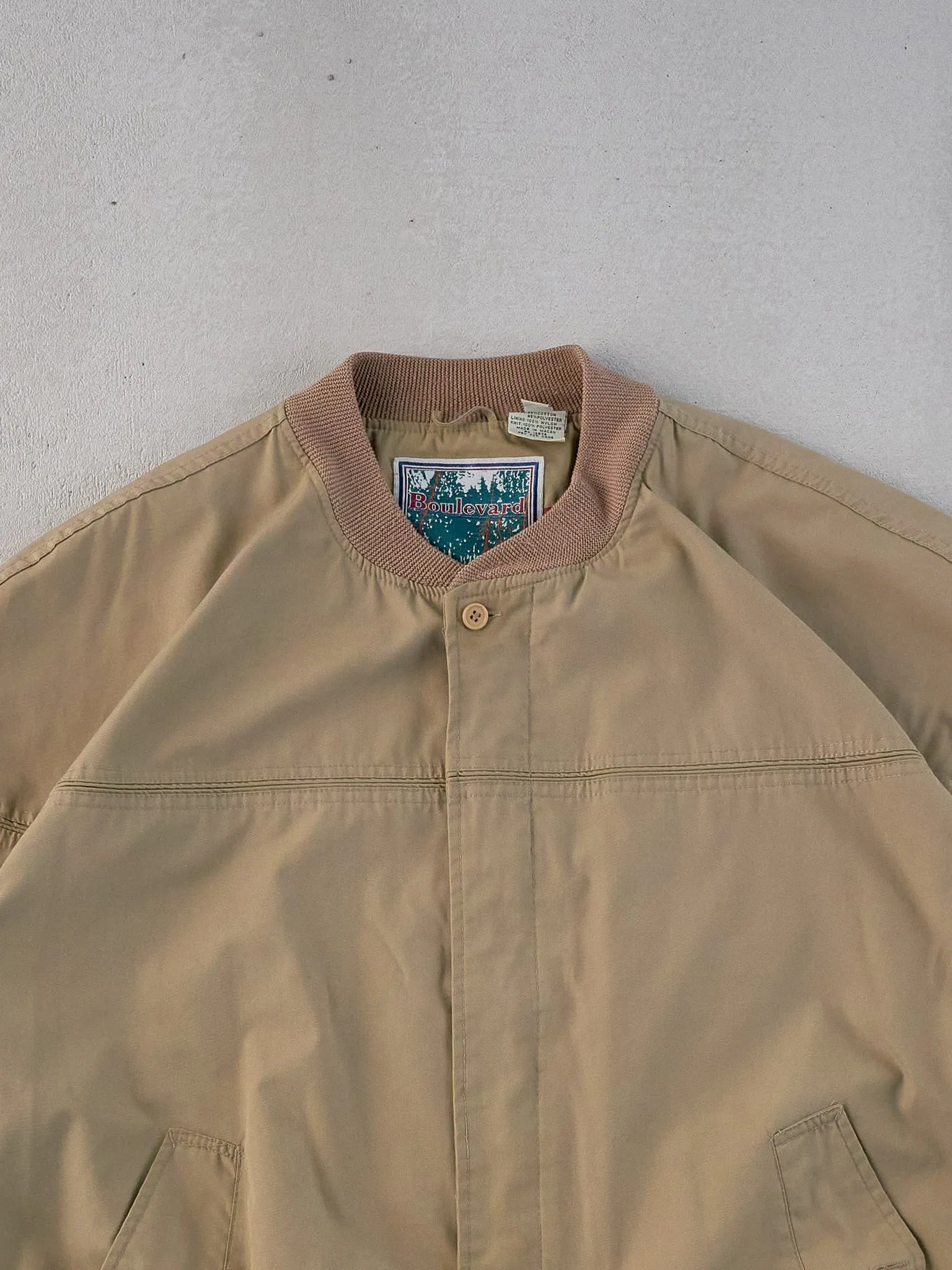 Vintage 90s Dark Beige Boulavard Light Bomber Jacket (XL) sold by Rebalance Vintage product image thumbnail 2