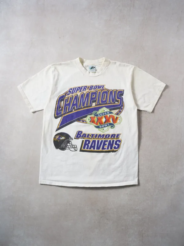 Vintage 01' White Superbowl Champions Baltmore Ravens Graphic Tee (M) sold by Rebalance Vintage