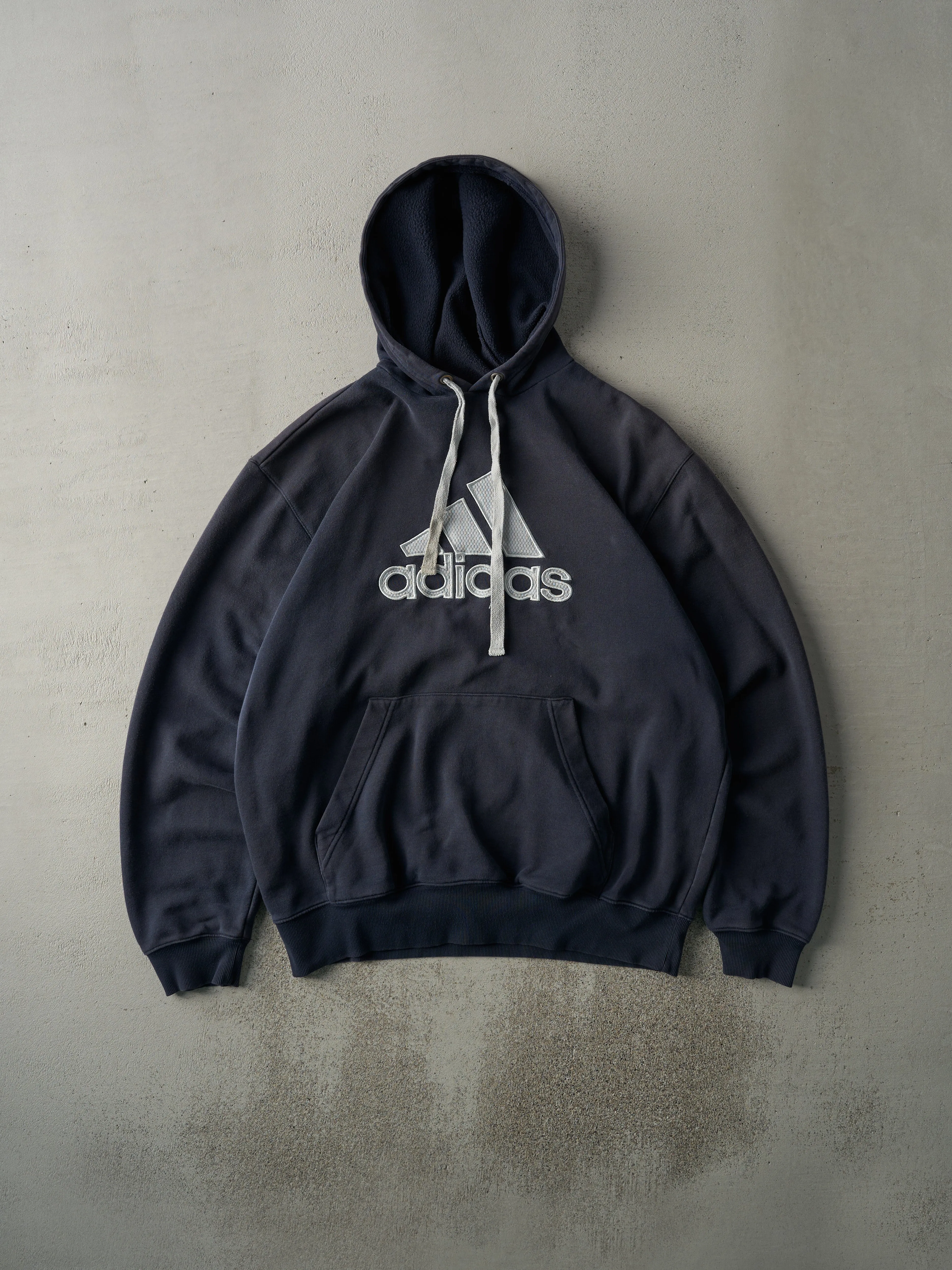 Vintage Y2K Navy Blue Embroidered Adidas Hoodie (XL) sold by Rebalance Vintage