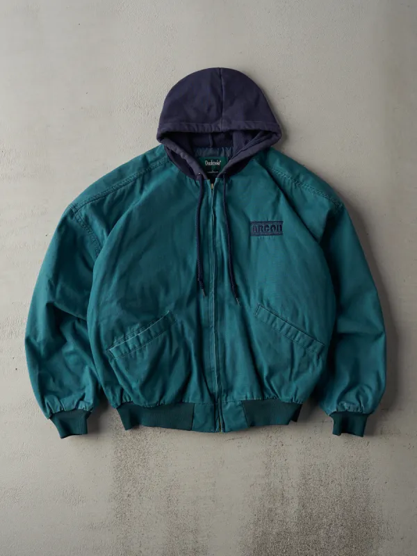 Vintage 80s Teal Arcon Embroidered Logo Hooded Work Jacket (M) sold by Rebalance Vintage