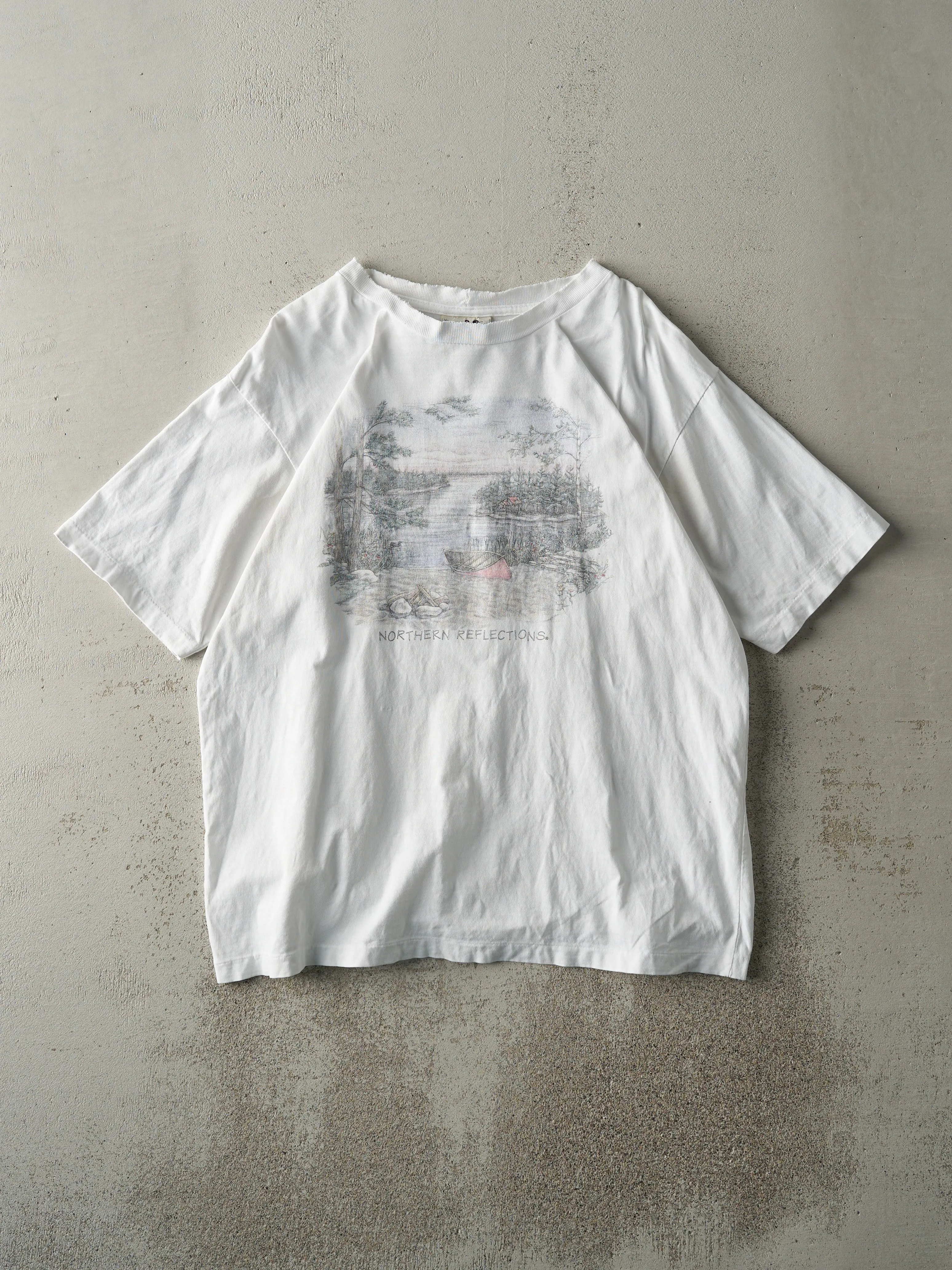 Vintage 90s White Northern Reflections Single Stitch Tee (M) sold by Rebalance Vintage