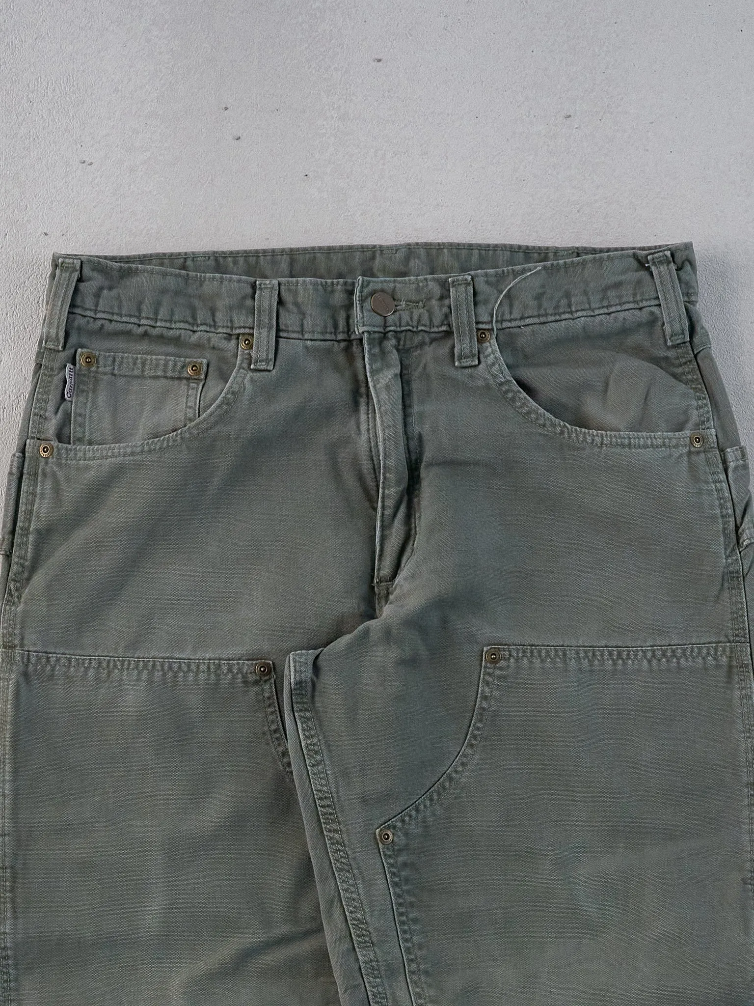 Vintage 90s Sage Green Carhartt Double Knee Carpenter Pants (33x29) sold by Rebalance Vintage product image thumbnail 3