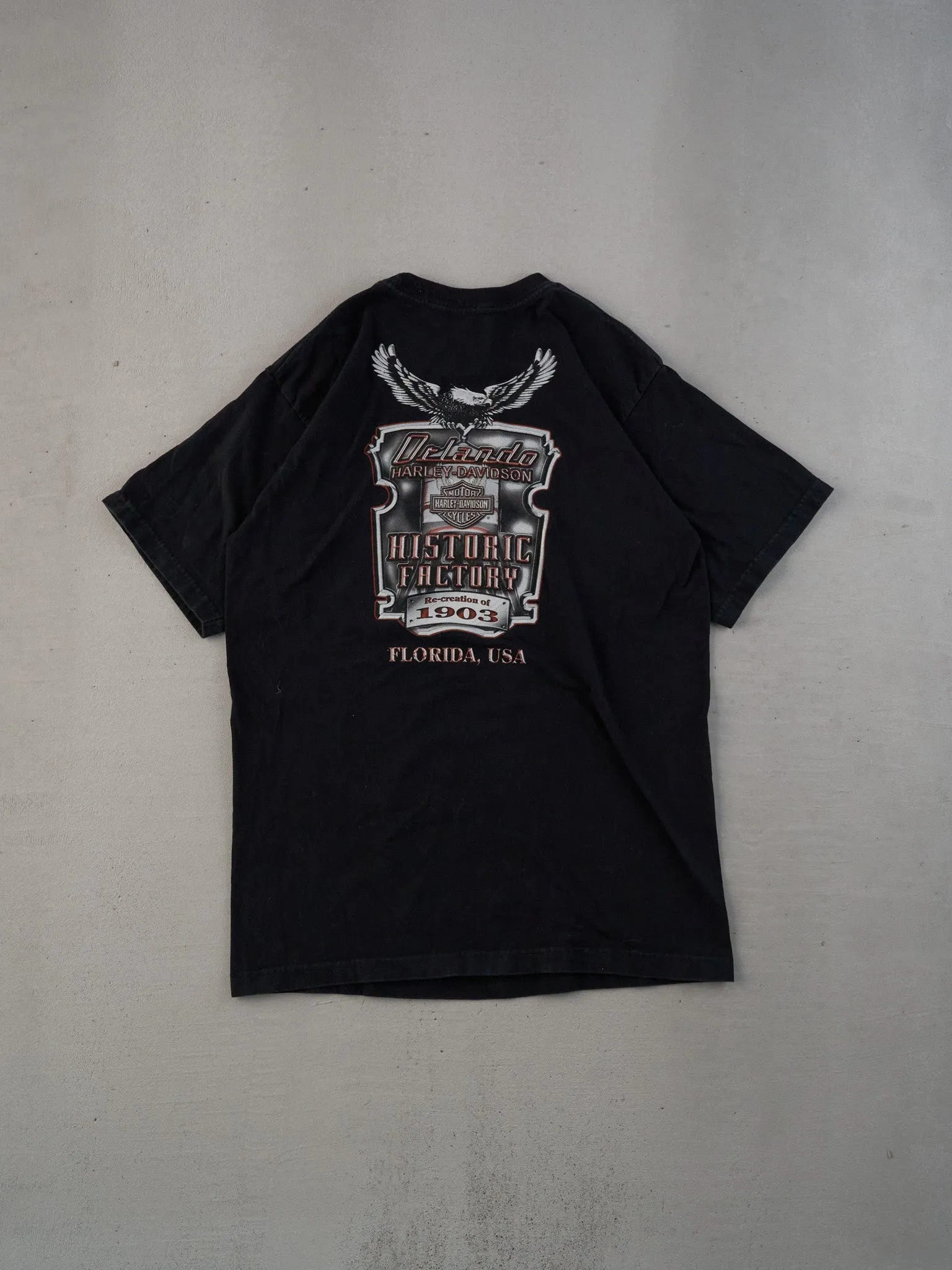 Vintage Y2k Black Harley Davidson Orlando Florida USA Graphic Tee (S) sold by Rebalance Vintage product image thumbnail 2