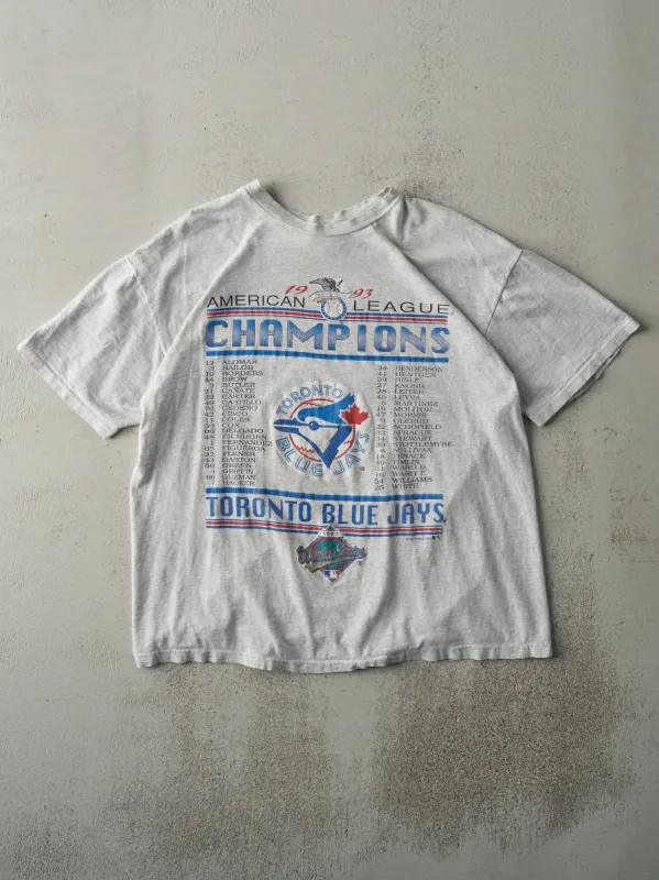 Vintage 93' Heather Grey Toronto Blue Jays American League Champions Single Stitch Tee (M) sold by Rebalance Vintage