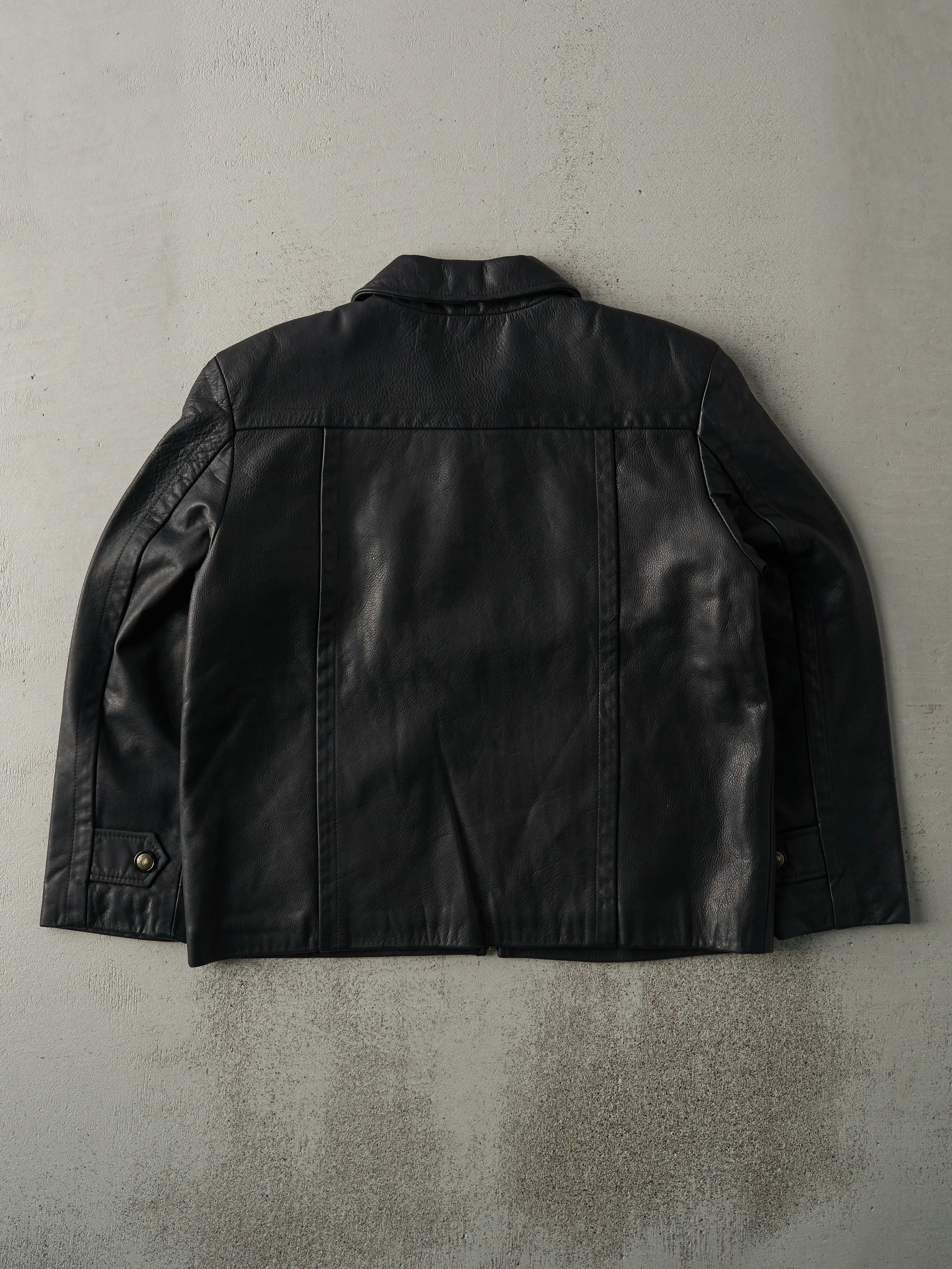 Vintage 90s Black Modo Peau Leather Boxy Jacket (M) sold by Rebalance Vintage product image thumbnail 2