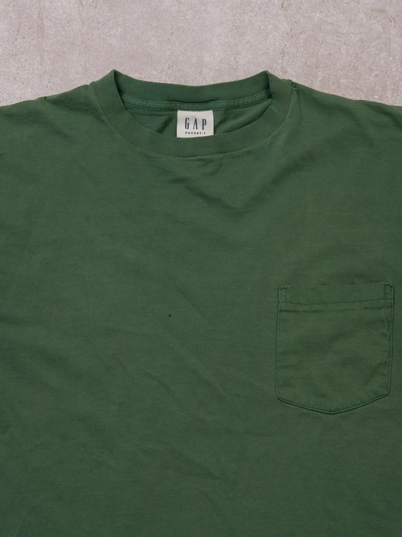 Vintage 90s Green Gap Blank Pocket Single Stitch tee (M) sold by Rebalance Vintage product image thumbnail 2