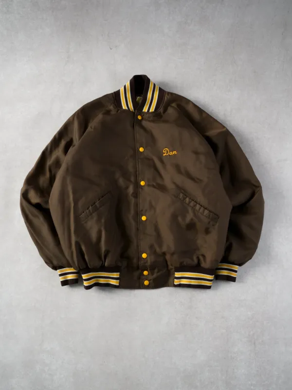 Vintage 90s Brown and Yellow Dan Deer Bomber Jacket (XXL) sold by Rebalance Vintage