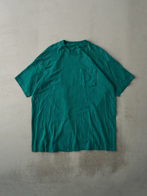 Vintage 90s Teal Single Stitch Pocket Tee (M/L) sold by Rebalance Vintage