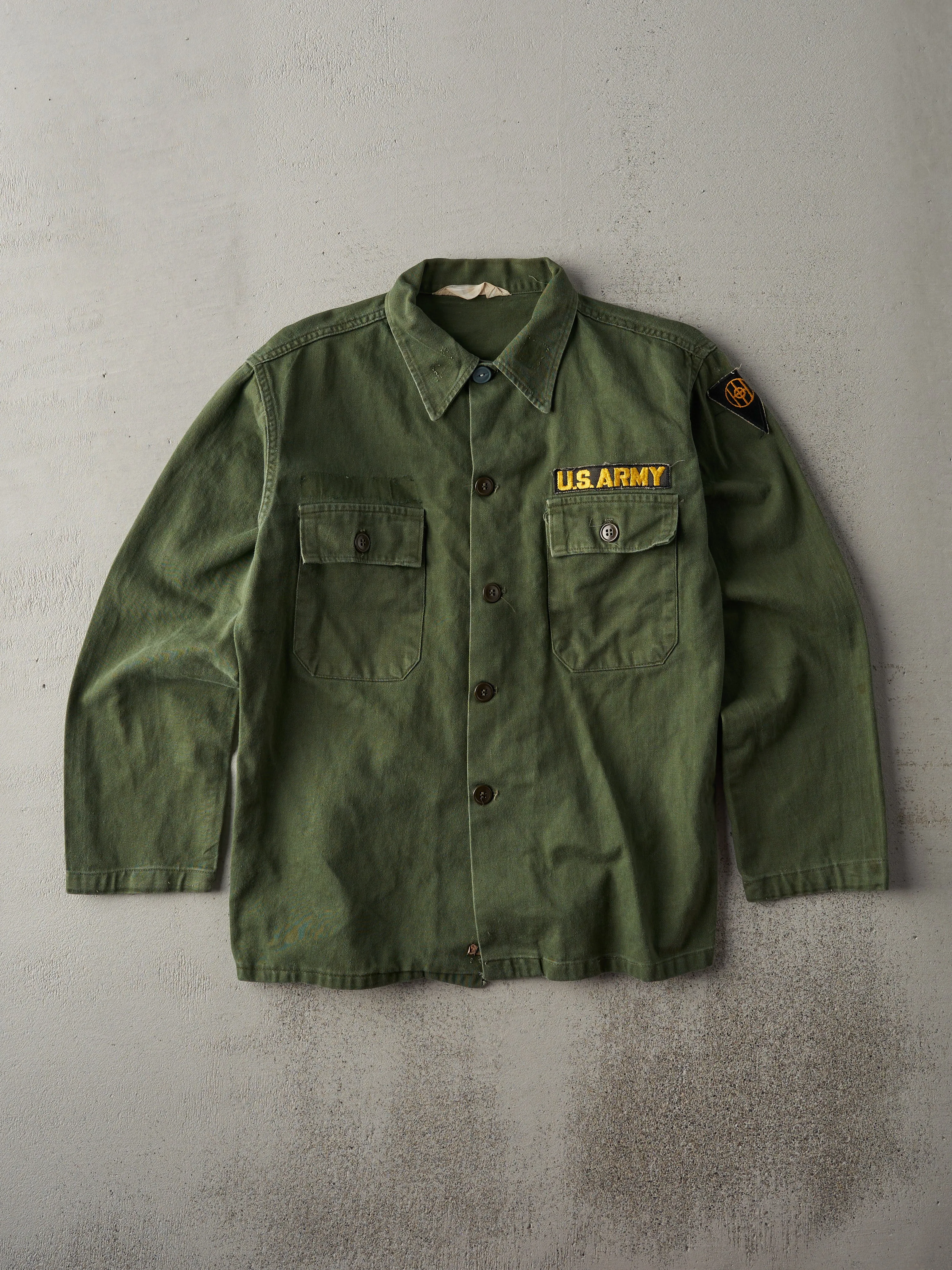 Vintage 70s Green US Army Button Up Jacket (S) sold by Rebalance Vintage