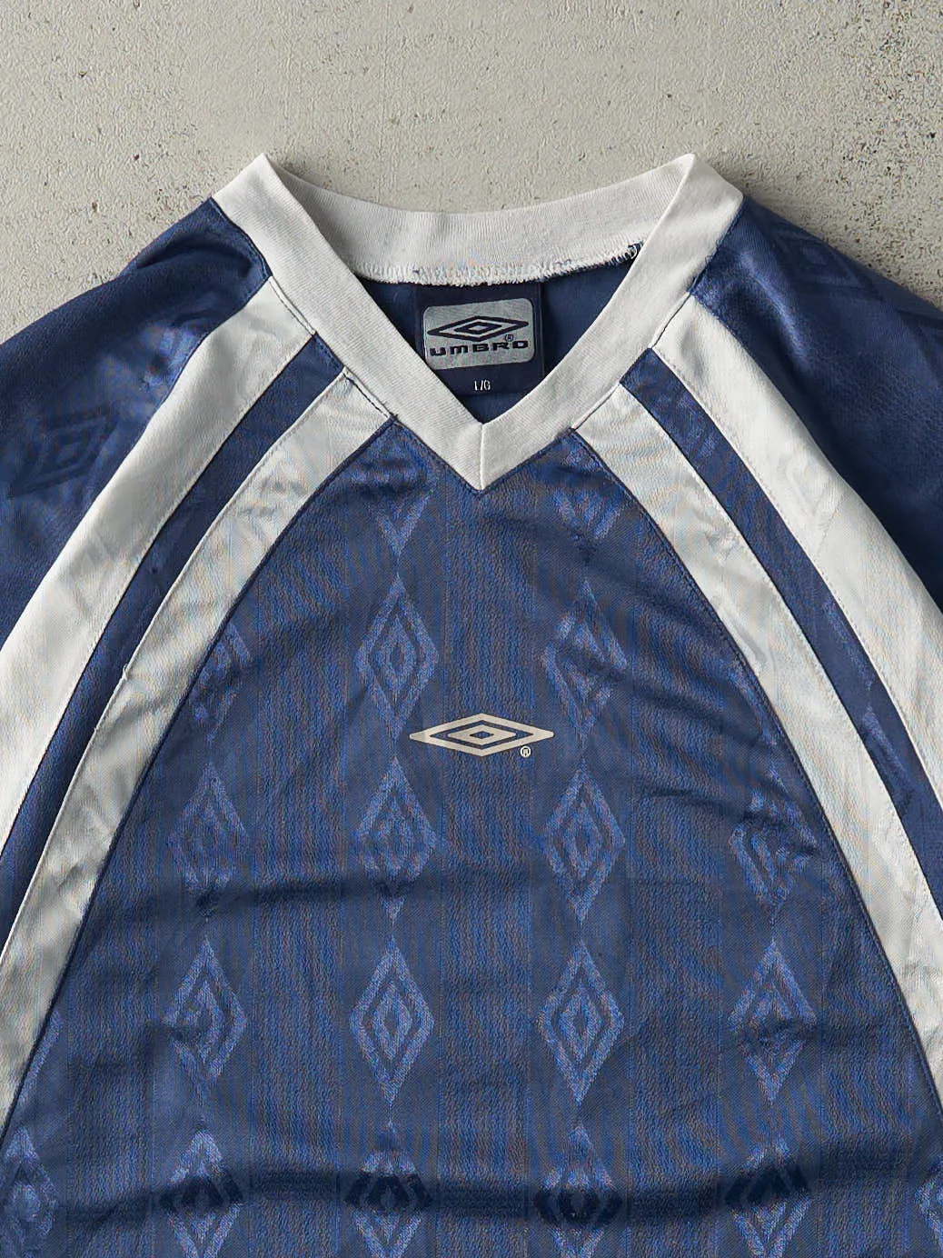 Vintage Y2K Slate Blue #44 Umbro Striped Jersey (M/L) sold by Rebalance Vintage product image thumbnail 4