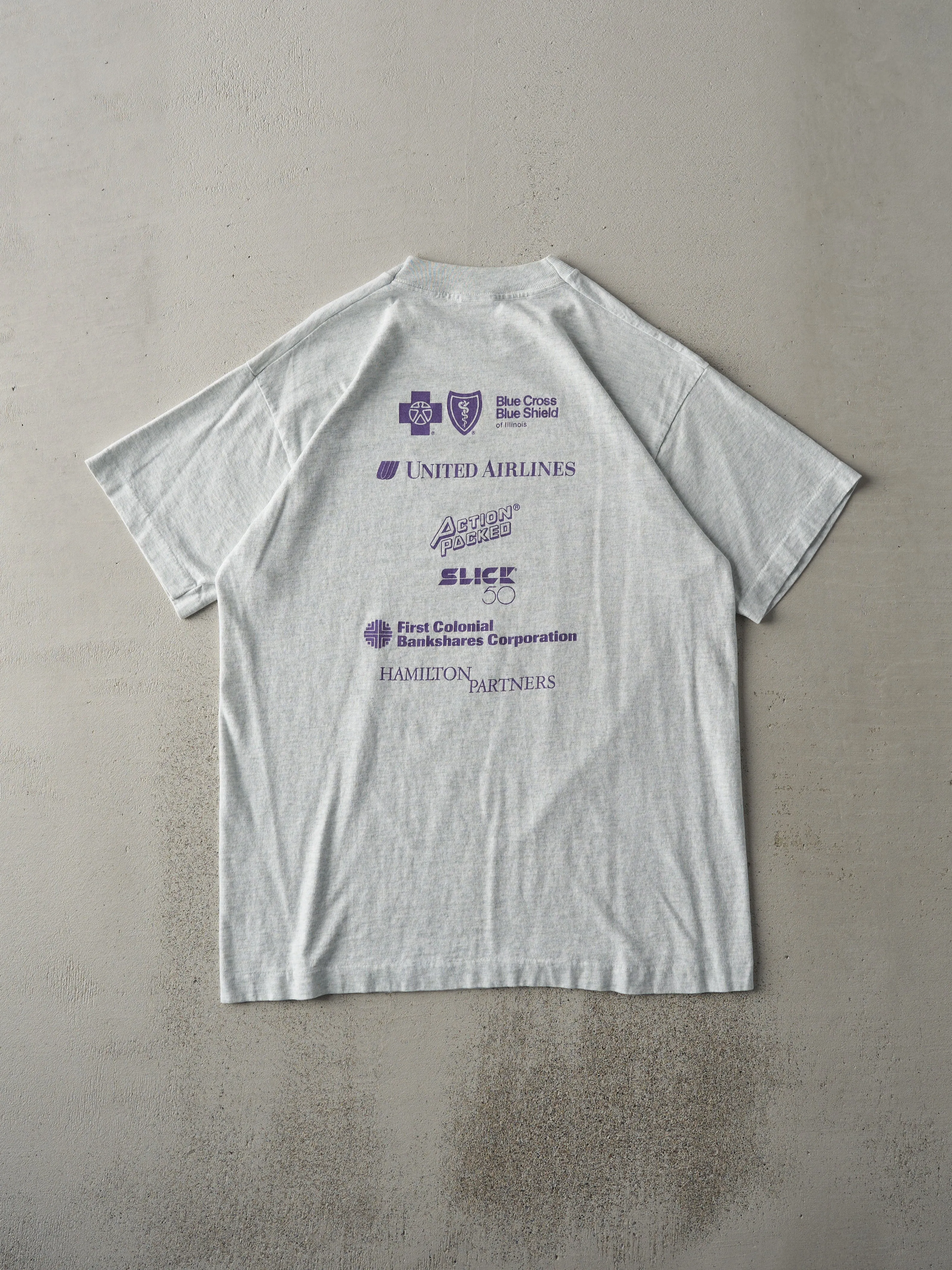 Vintage 93' Heather Grey Brian Picclo Run Single Stitch Tee (M) sold by Rebalance Vintage product image thumbnail 2