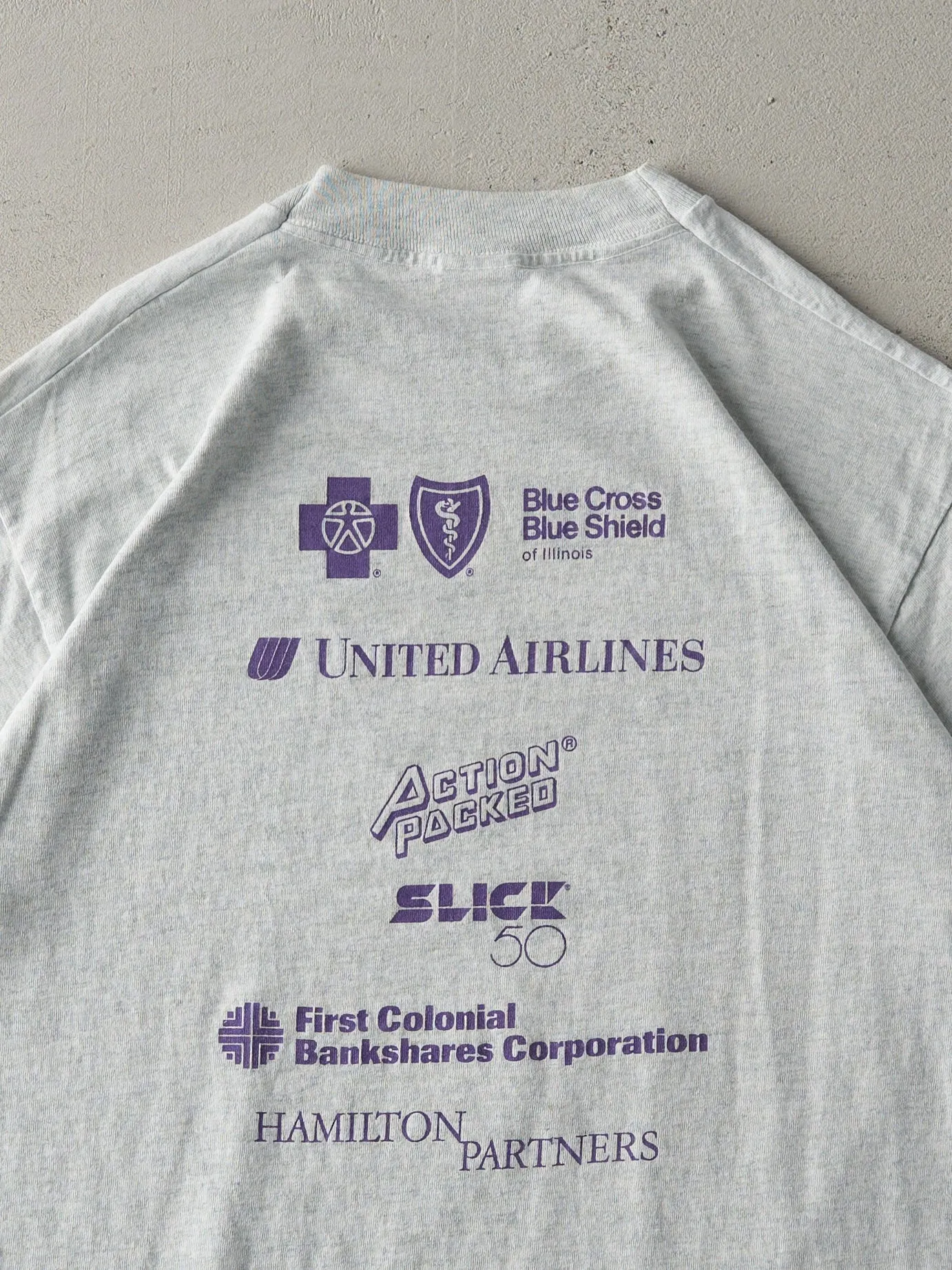 Vintage 93' Heather Grey Brian Picclo Run Single Stitch Tee (M) sold by Rebalance Vintage product image thumbnail 4