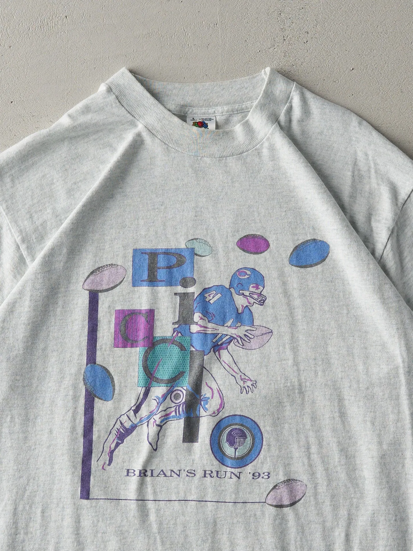 Vintage 93' Heather Grey Brian Picclo Run Single Stitch Tee (M) sold by Rebalance Vintage product image thumbnail 3