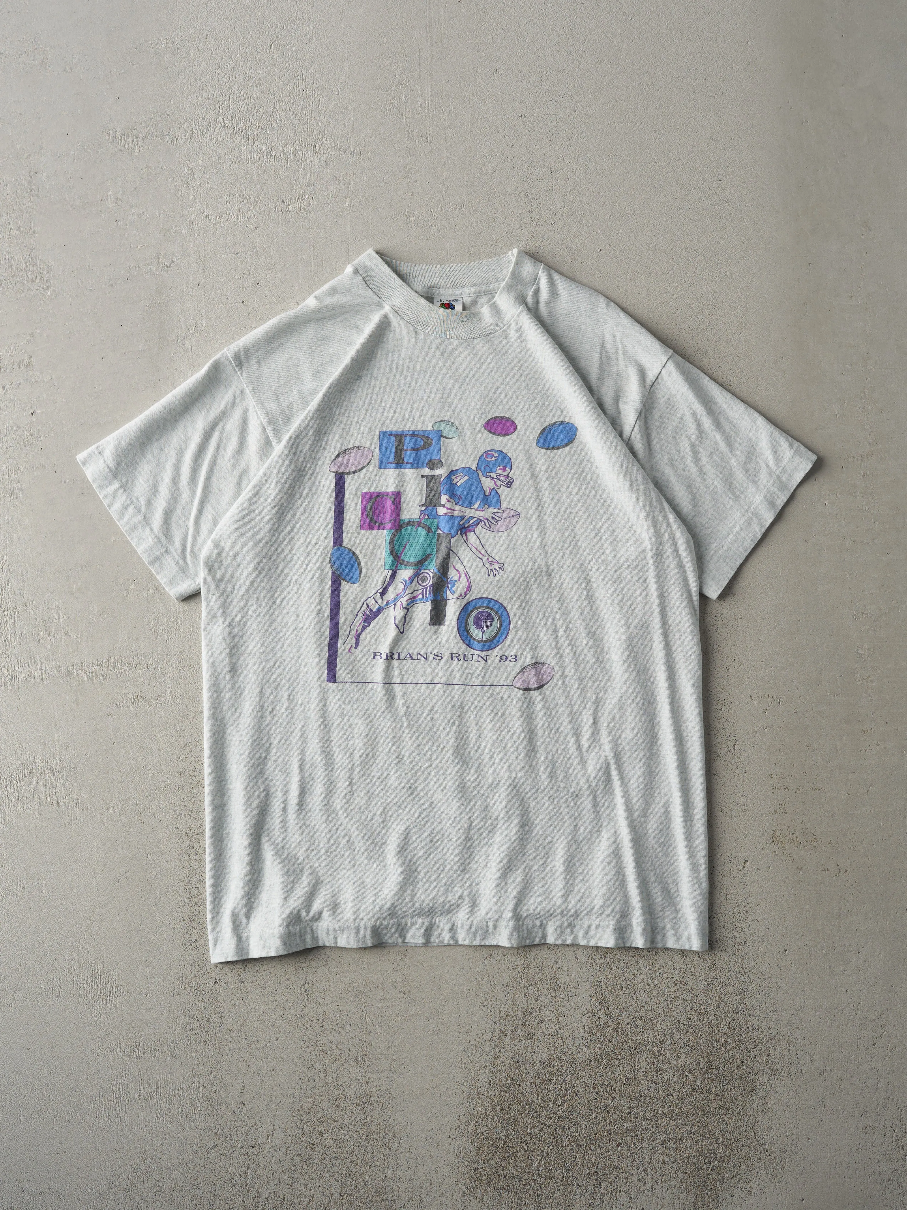 Vintage 93' Heather Grey Brian Picclo Run Single Stitch Tee (M) sold by Rebalance Vintage