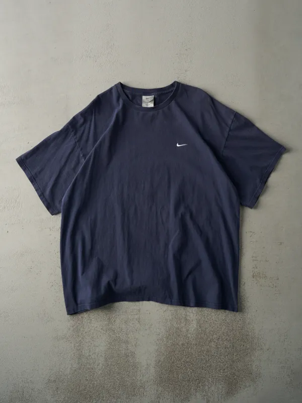 Vintage Y2K Navy Blue Embroidered Nike Swoosh Tee (L) sold by Rebalance Vintage