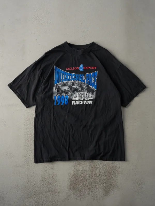 Vintage 98' Black Molson Export Horse Racing Tee (L) sold by Rebalance Vintage