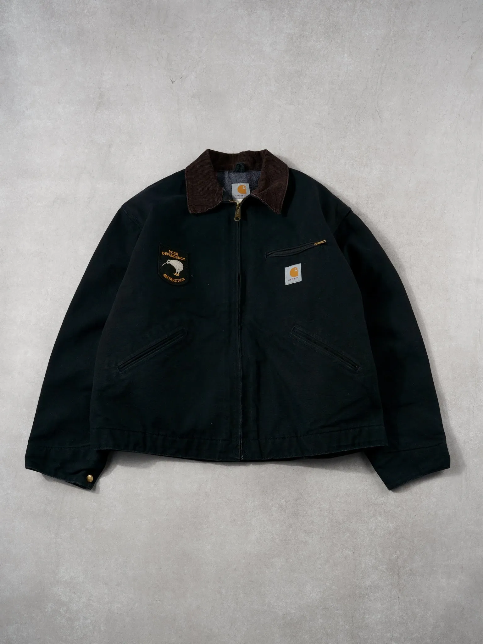 Vintage 90s Black Carhartt Blanket Lined Detroit Jacket (L/XL) sold by Rebalance Vintage