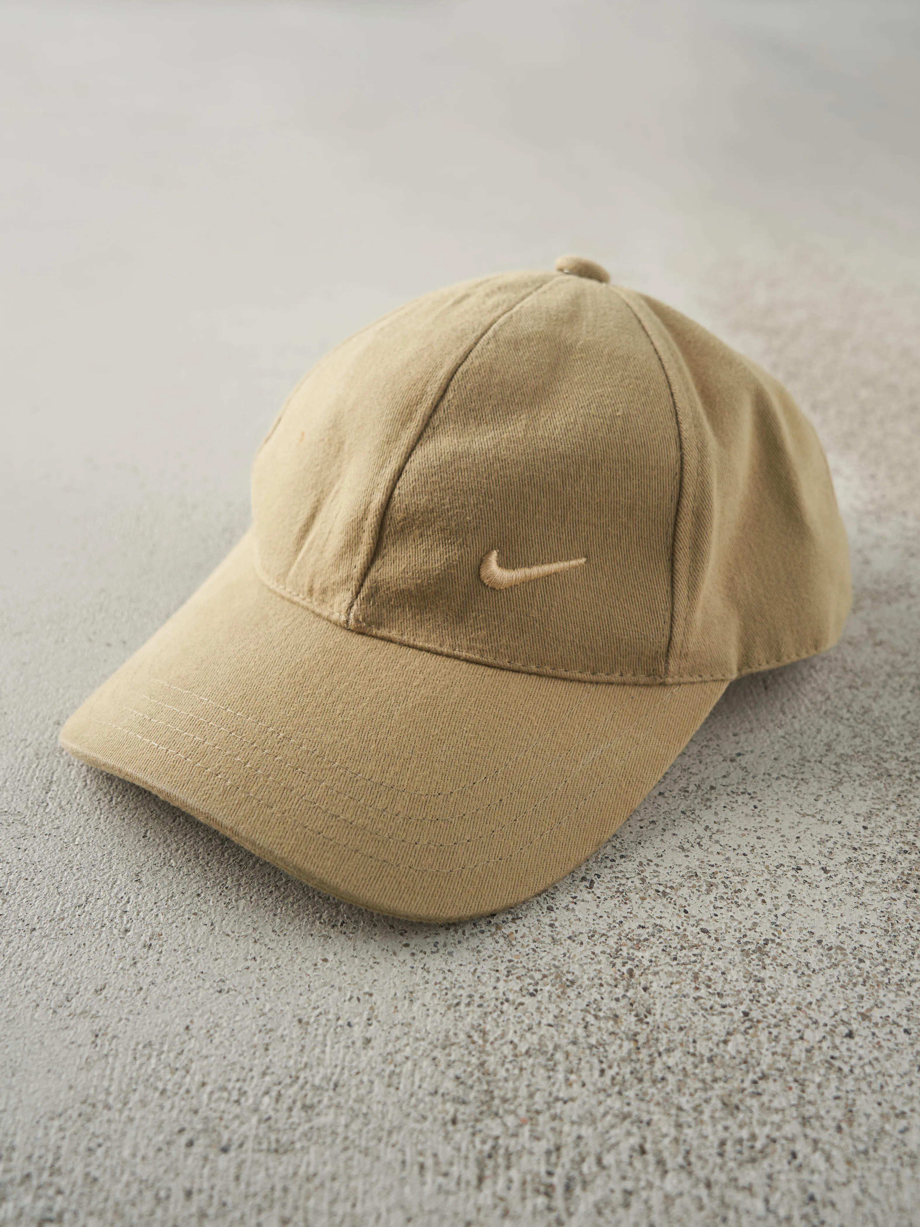 Vintage Y2K Beige Nike Embroidered Swoosh Velcro Back Hat sold by Rebalance Vintage product image thumbnail 2