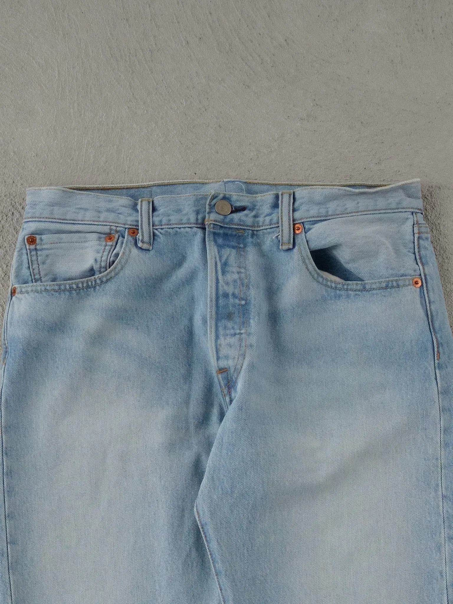 Vintage 90s Light Washed Blue Levi's 501 Denim Jeans (34x31) sold by Rebalance Vintage product image thumbnail 3