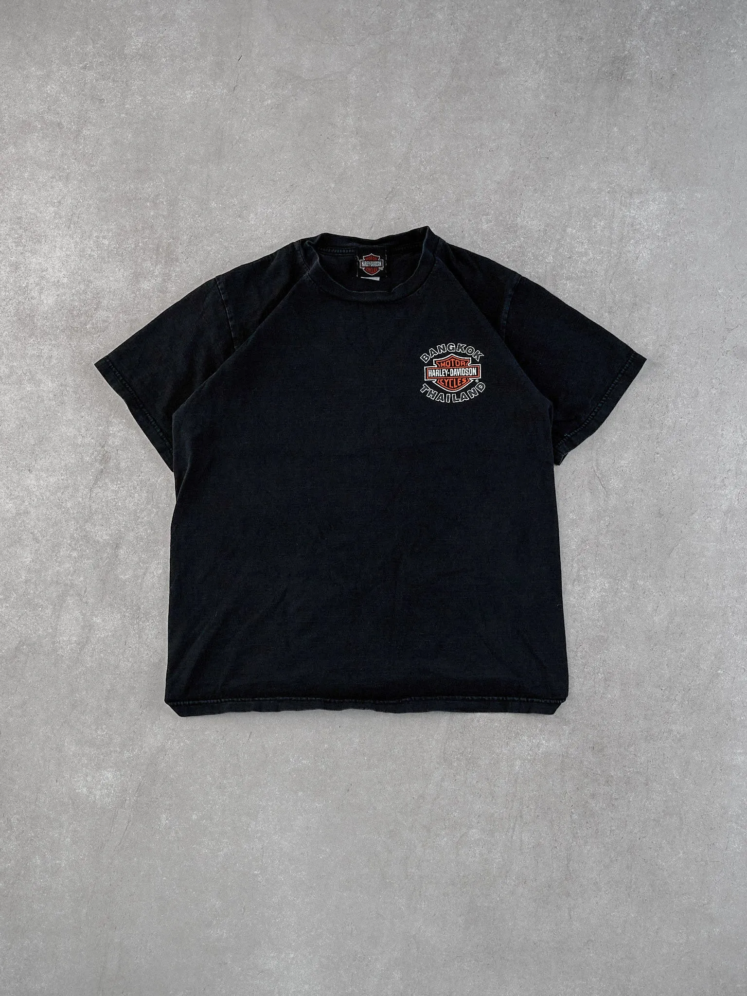 Vintage Black Harley Davidson Bangkok Thailand Graphic Tee (M) sold by Rebalance Vintage