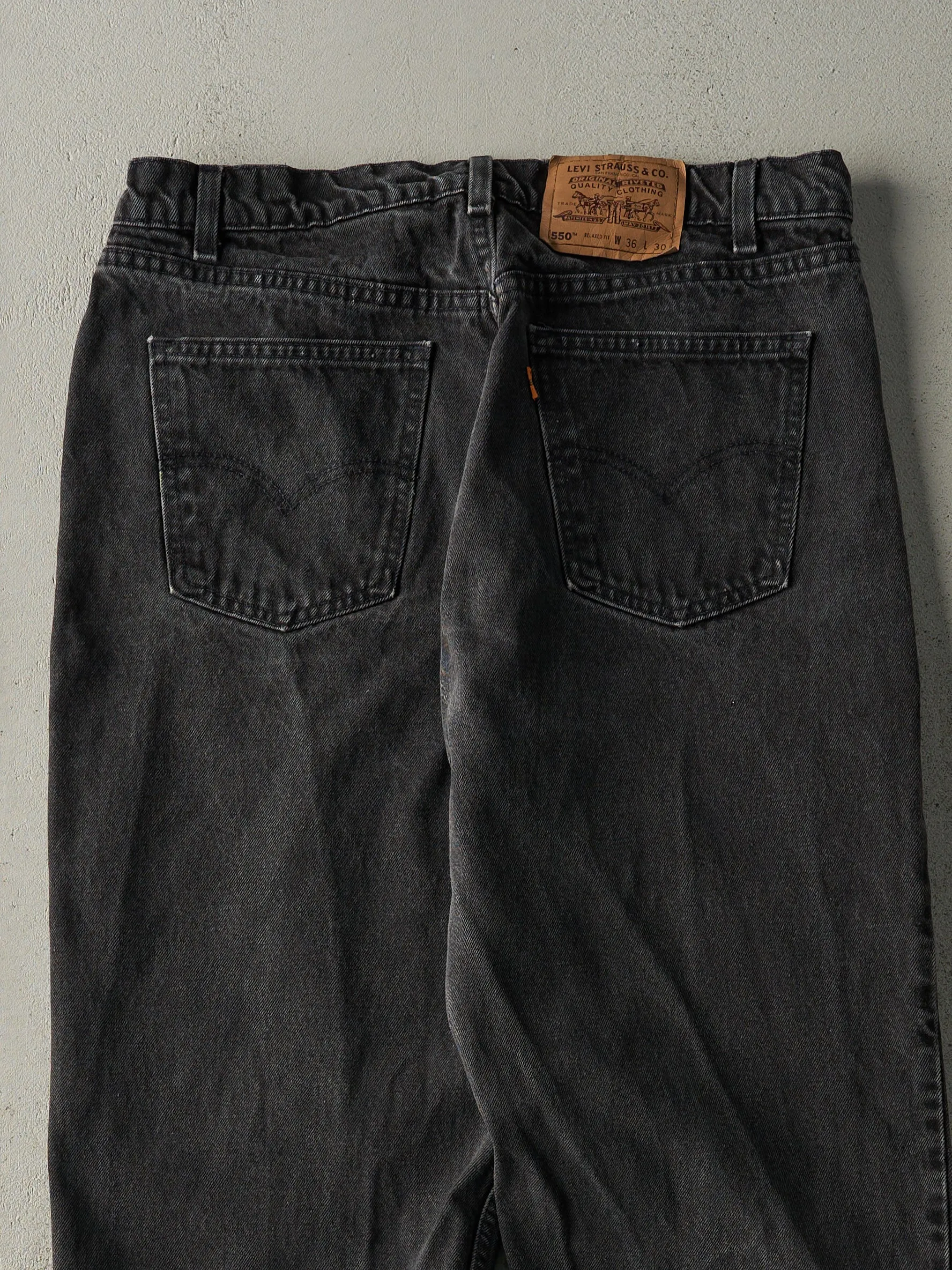 Vintage 90s Black Levi's 550 Orange Tab Denim Pants (34x28.5) sold by Rebalance Vintage product image thumbnail 4