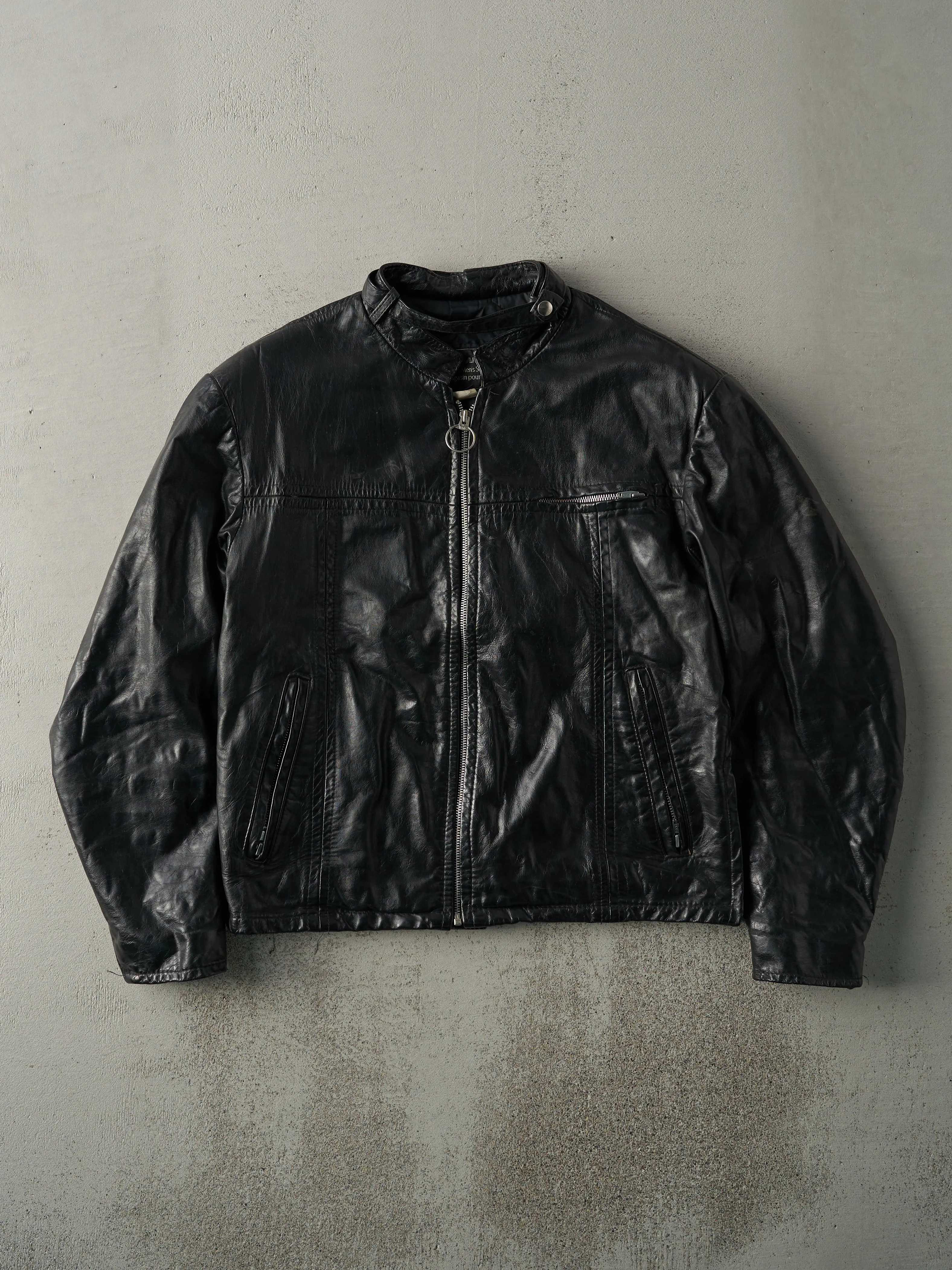 Vintage 90s Black Sears Biker Jacket (M) sold by Rebalance Vintage